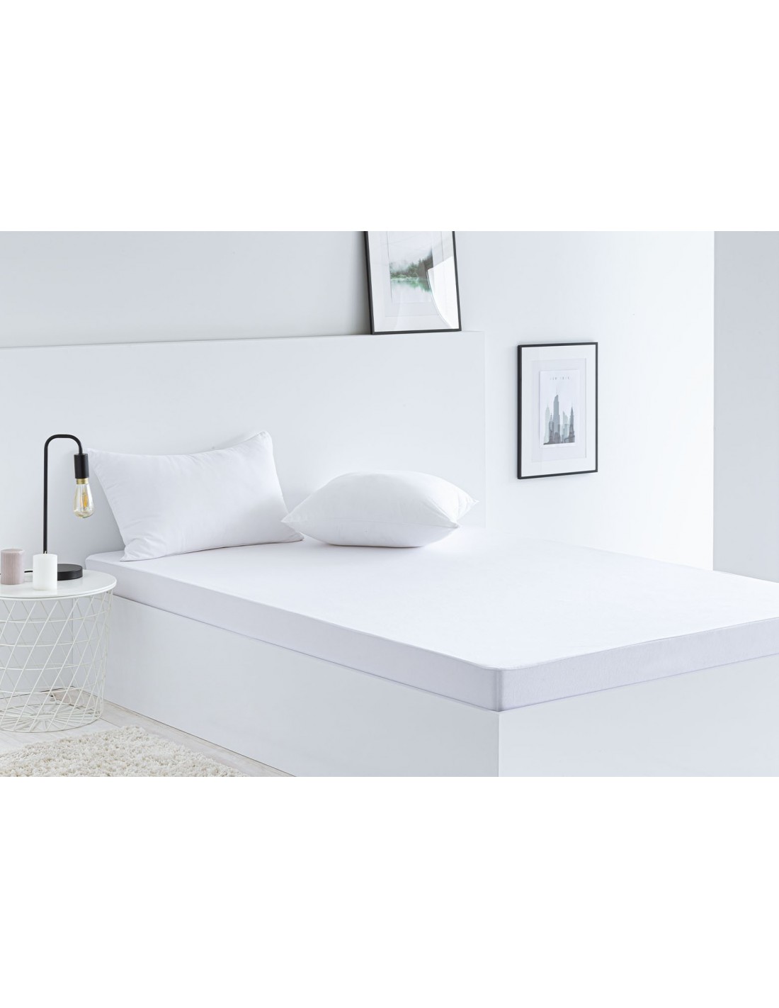 Protector de colchón Naturals Blanco Cama de 135 (135 x 190/200 cm)